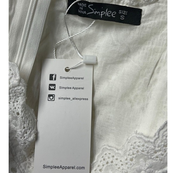 Simplee Dress White Lace Sleeveless Ruffled Floral Feminine Romantic Chic Size S - Picture 9 of 12